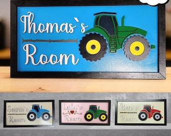Plaque 3D personnalisée pour chambre de tracteur : décoration de pépinière de ferme