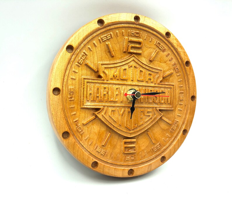 Harley Davidson Carved wall clock. Etsy