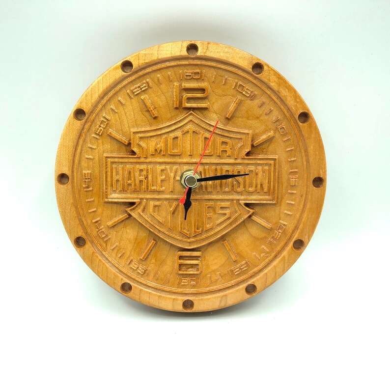 Harley Davidson Carved wall clock. Etsy