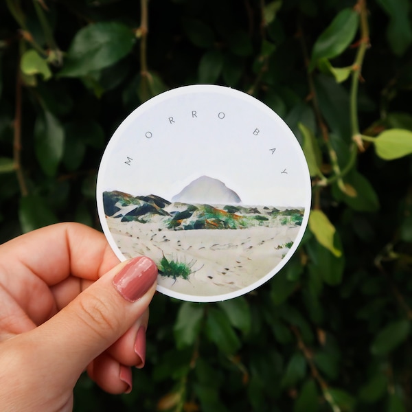 Morro Bay Rock - California Central Coast - Original Fine Art Vinyl Sticker