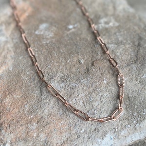 Rose gold paperclip chain necklace or choker • 14kt rose gold plated  • oval cable chain • layering necklace