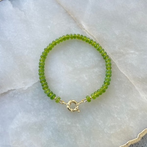Peridot gemstone bracelet • hand knotted gemstone bracelet • august birthstone