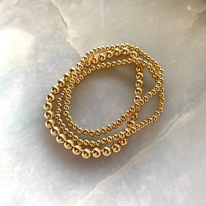 Gold ball bracelet 4mm 5mm 6mm or 8mm 14kt gold plated Etsy