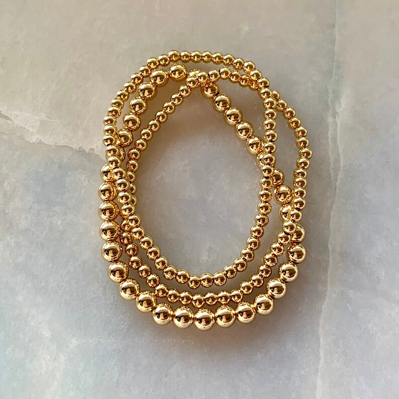 Gold ball bracelet 4mm 5mm 6mm or 8mm 14kt gold plated Etsy