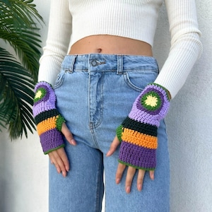Crochet Fingerless Gloves: Boho Arm Warmers, Hand Knit