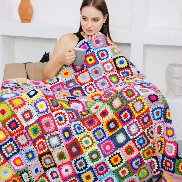 Hand Knit Blanket Etsy