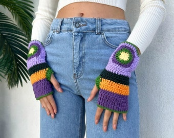 Crochet Arm Warmers , Winter Wrist Warmers,  Crochet Fingerless Gloves, Hand knit Gloves, Boho Gloves