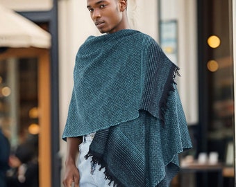 Übergroßer Herren-Poncho-Schal, Herren-Boho-Kleidung, Hippie-Kleidung für Herren, Festival-Outfit für Herren, stilvoller Boho-Poncho für den Winter, leichter Umhang