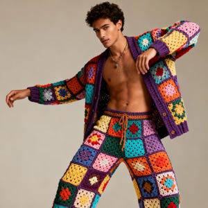 Men's Rave Clothes Knit Matching Set  Retro Costume Men Sweater Gift Groom 's Clothing Party Dress Up