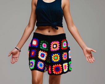 Crochet shorts, Granny shorts, Granny square shorts, Women's shorts, Retro shorts, Cotton Shorts women