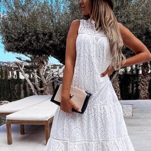 Cotton White Dress Maxi Long Dress 