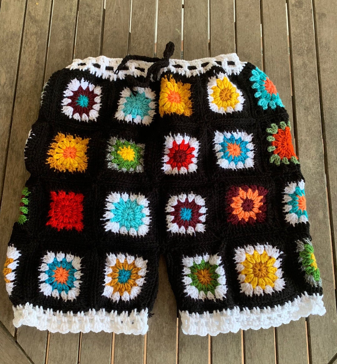 Hand-knitted Crochet Mens Shorts: Boho Festival Clothing