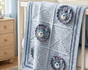 Baby Blankets Boy, Blankets Knitted Baby, Lion Knit Blanket, Baby boys gift, Toddlers blanket, Baby gift for boy