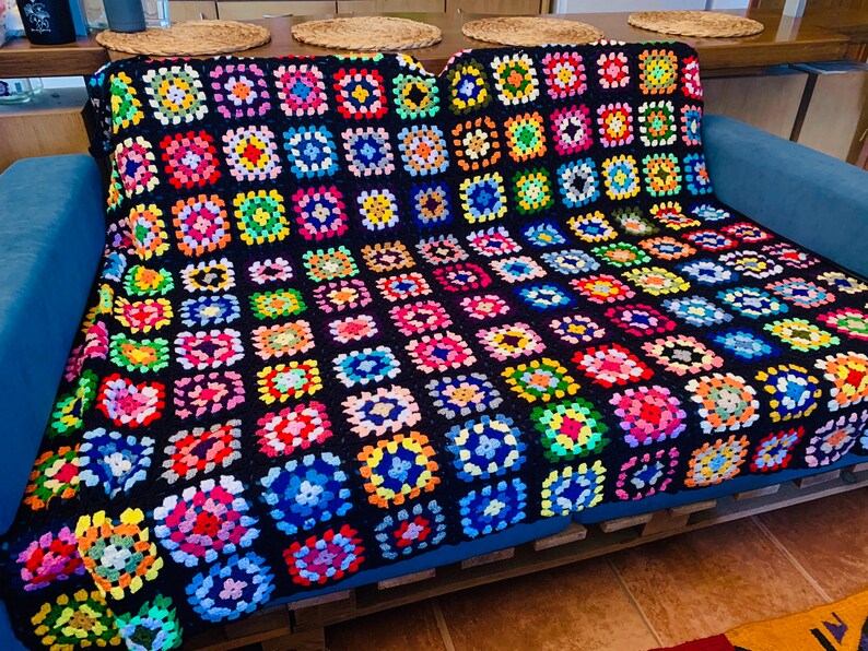 Crochet Blanket Crochet Granny Blanket Crochet Large Etsy