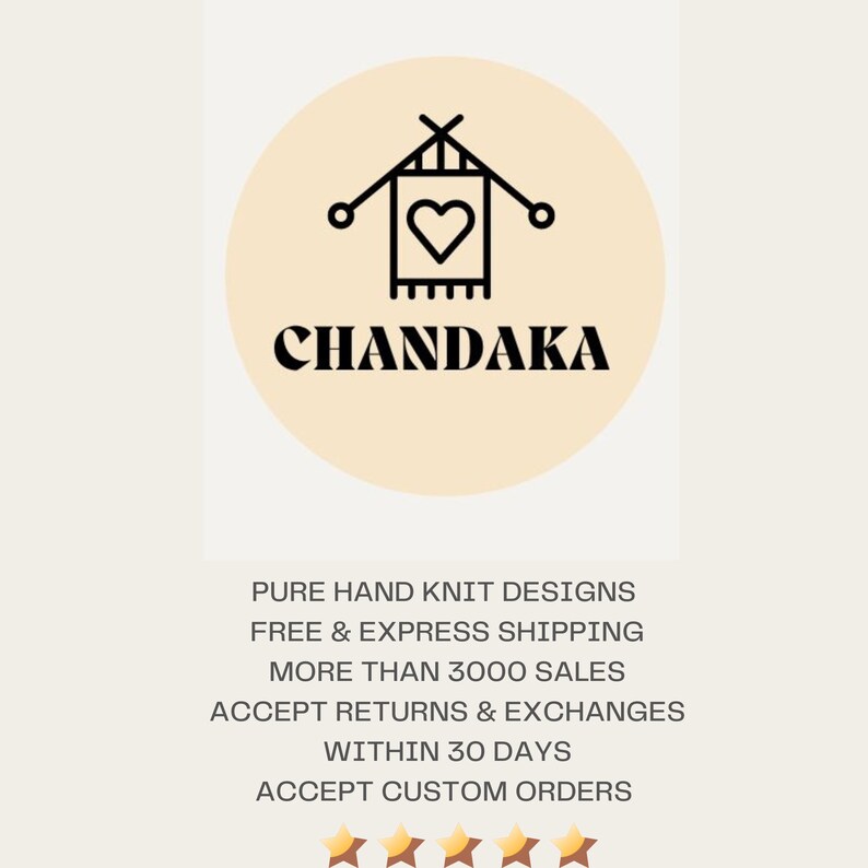 May include: A logo for a shop called "CHANDAKA" that sells hand-knitted designs. The logo features a stylized image of a knitting needle and yarn with a heart in the center.
