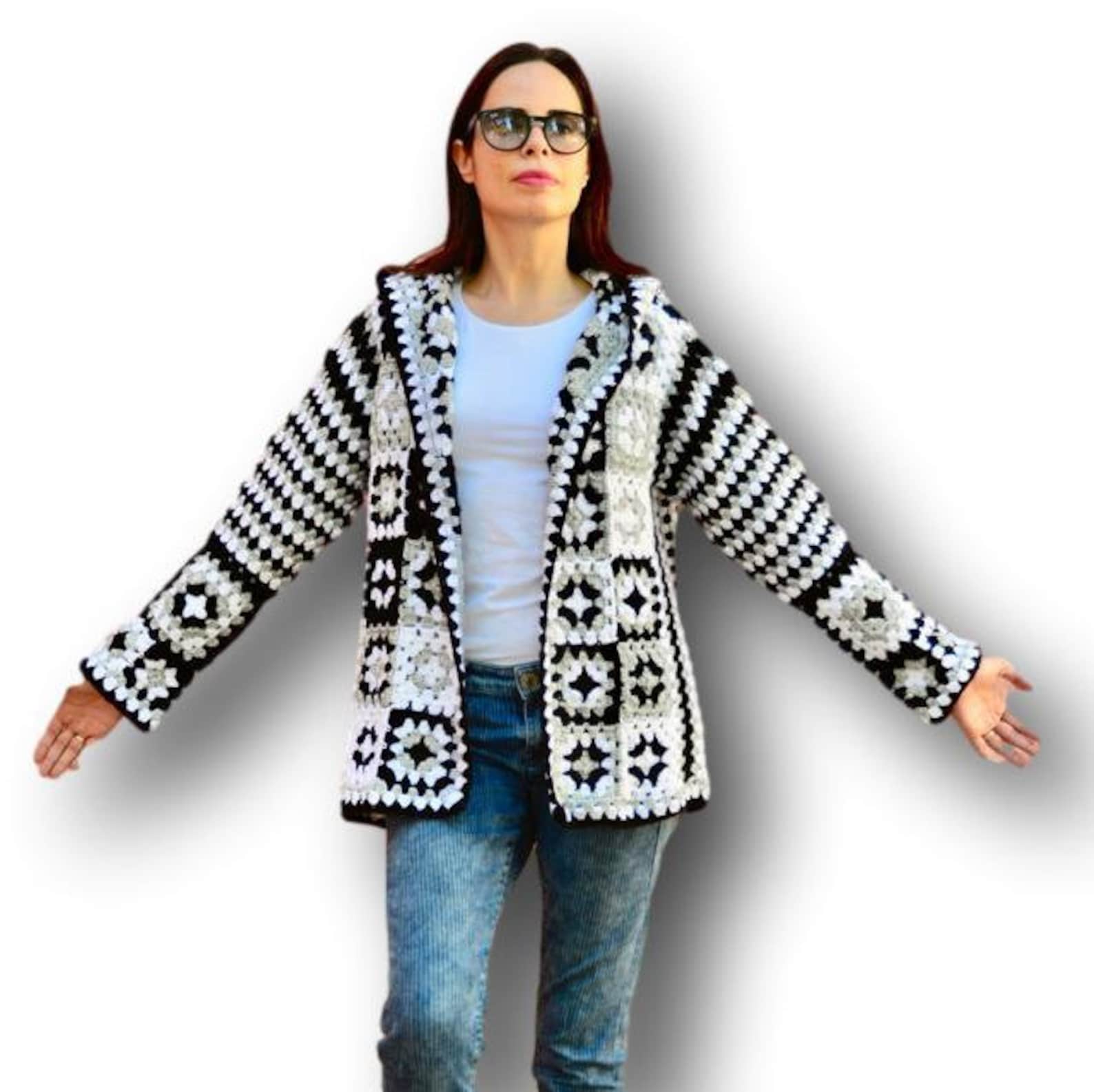 Wool Cardigan Wool Crochet Sweater Wool Crochet Jacket Wool Etsy