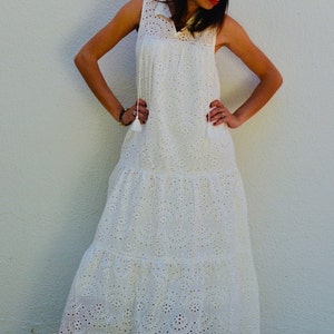 Boho White Dress, White Long Dress, White Summer Dress, White Casual ...