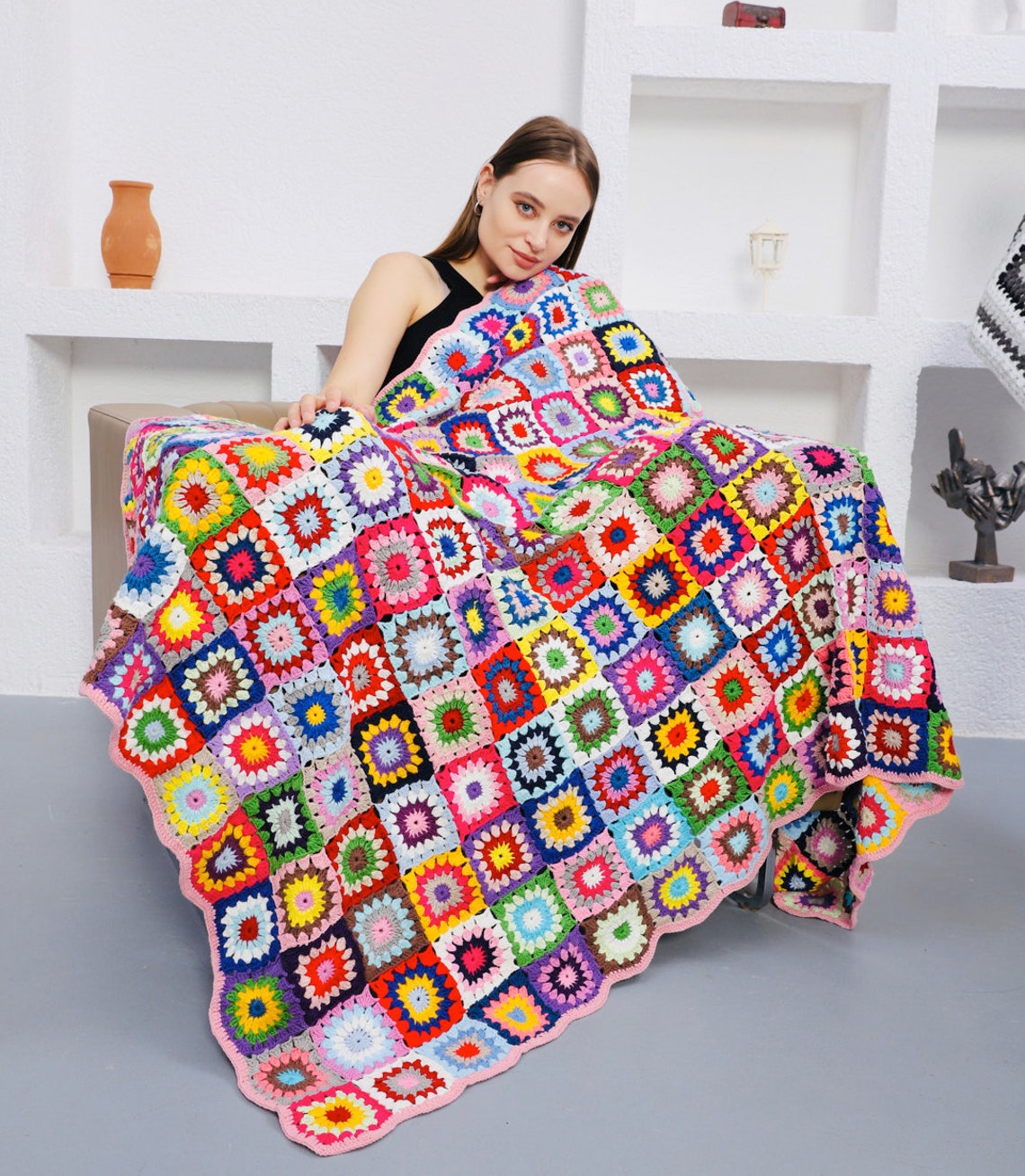 Oversize Knit Blanket Oversize Crochet Blanket Large Knit Etsy