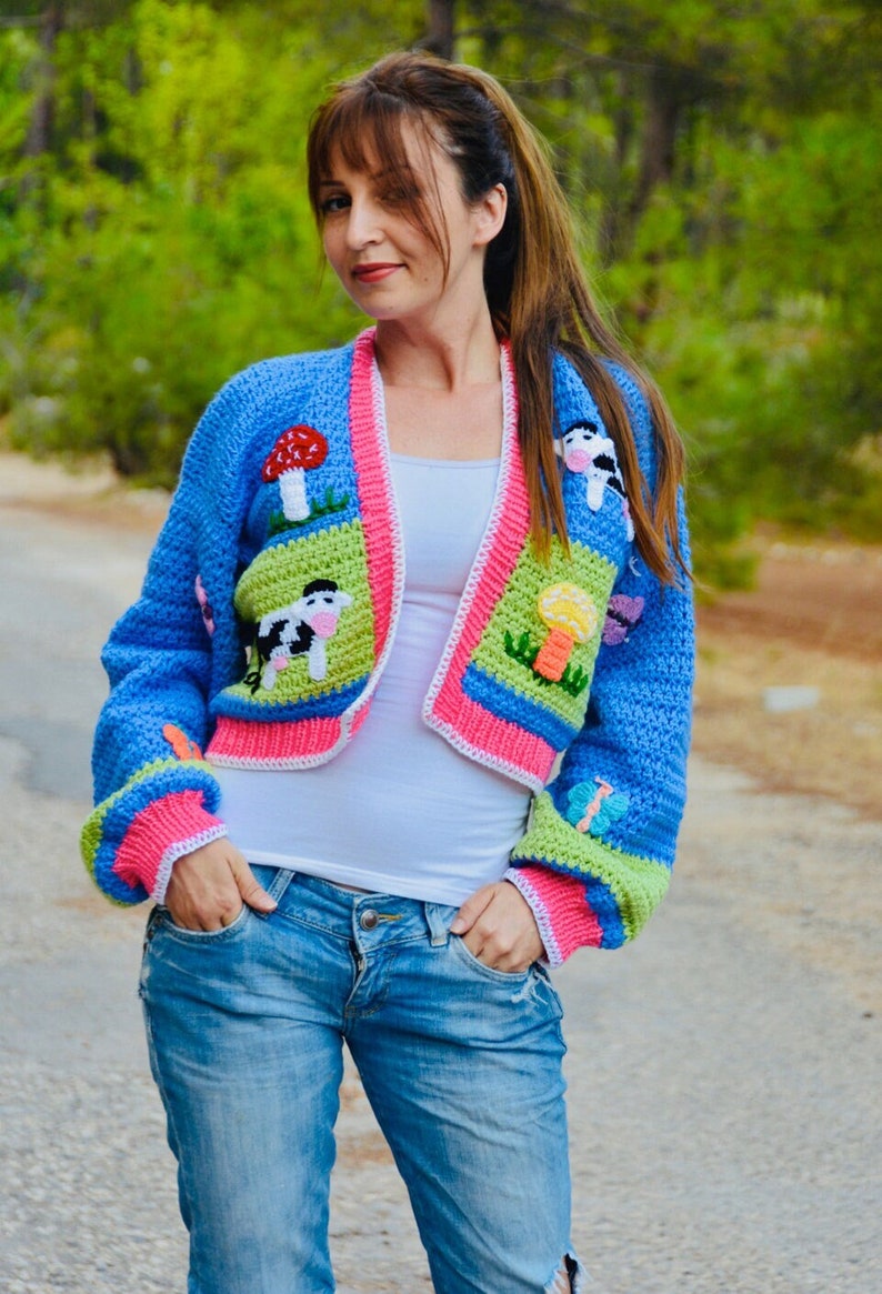 chunky cropped cardigan sweater