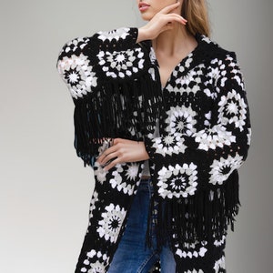 Granny Square Cardigan, Granny Square Jacket, Granny Square Crochet Sweater image 3