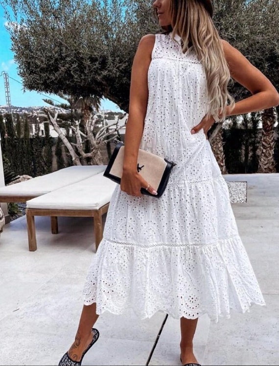 white cotton maxi dress