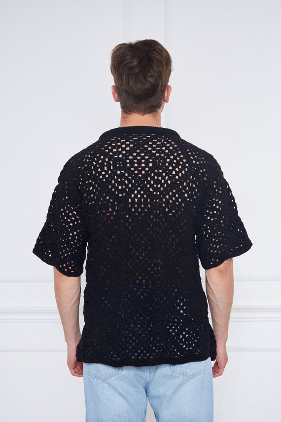 Men Crochet Shirt, Shirts for Men, Knit Unisex Shirt, Beach