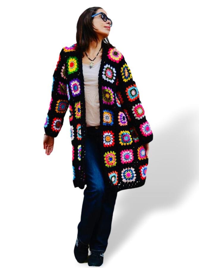 Women Sweater Cardigan Hand Crochet 