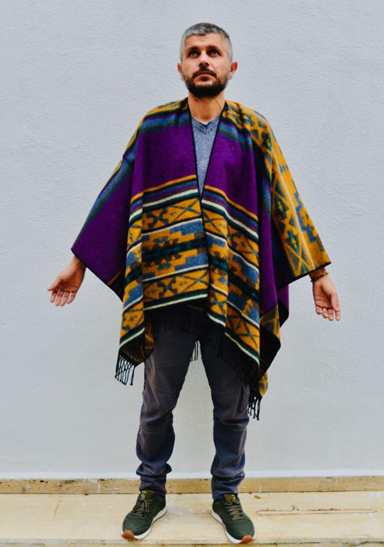 Mens Hippie Poncho Mens Festival Poncho Mens Rave Poncho | Etsy