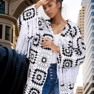 Granny Square Cardigan, Granny Square Jacket, Granny Square Crochet Sweater image 6