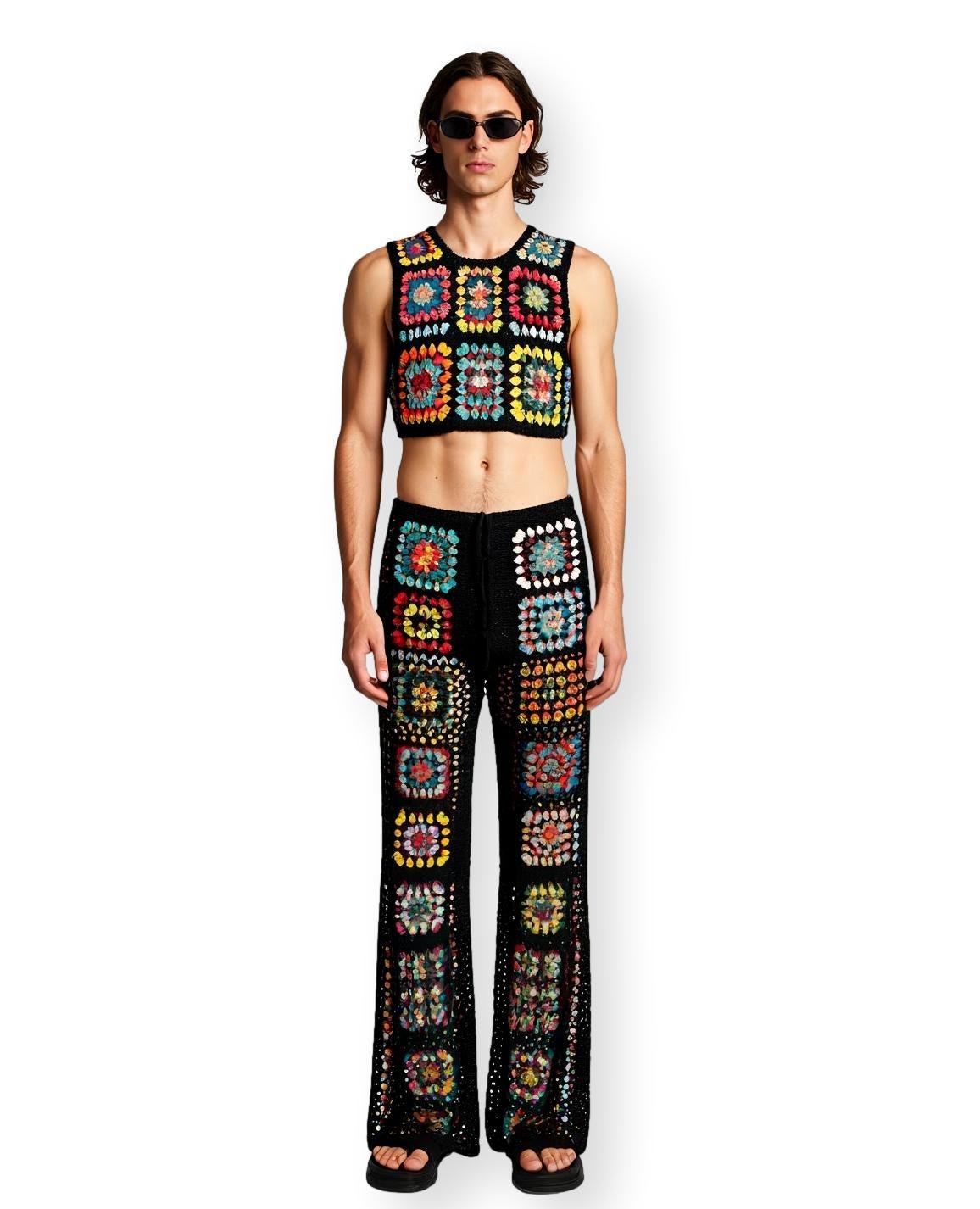 Crochet Groom Outfit: Handmade Cotton Top & Pants, Bachelor Party Costume