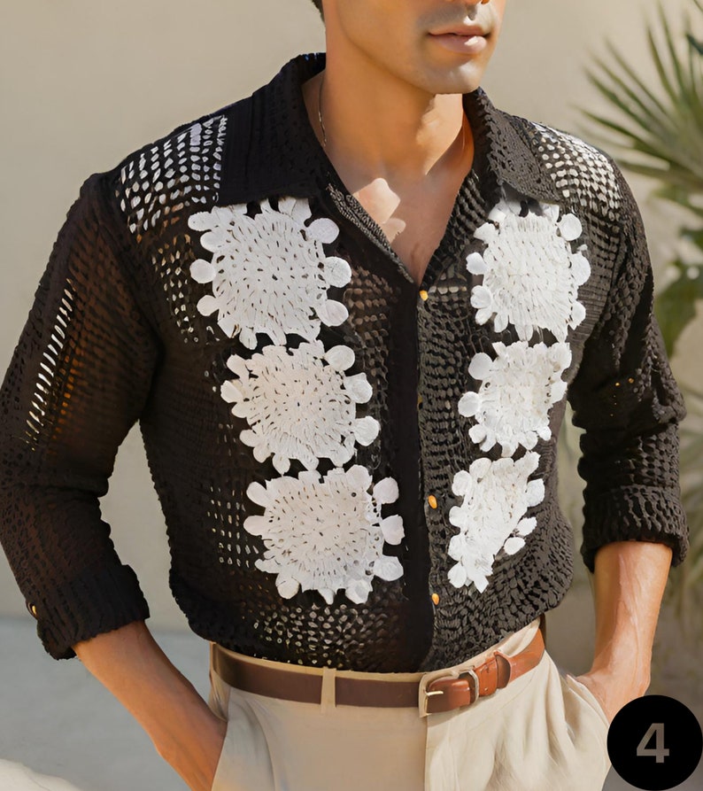 Mens Crochet Shirt, Shirt for Men, Black Shirt Mens, Crochet Shirt, Crochet Unisex Shirt, Stylish Unique Shirt For Men, Boyfriend Shirt Gift