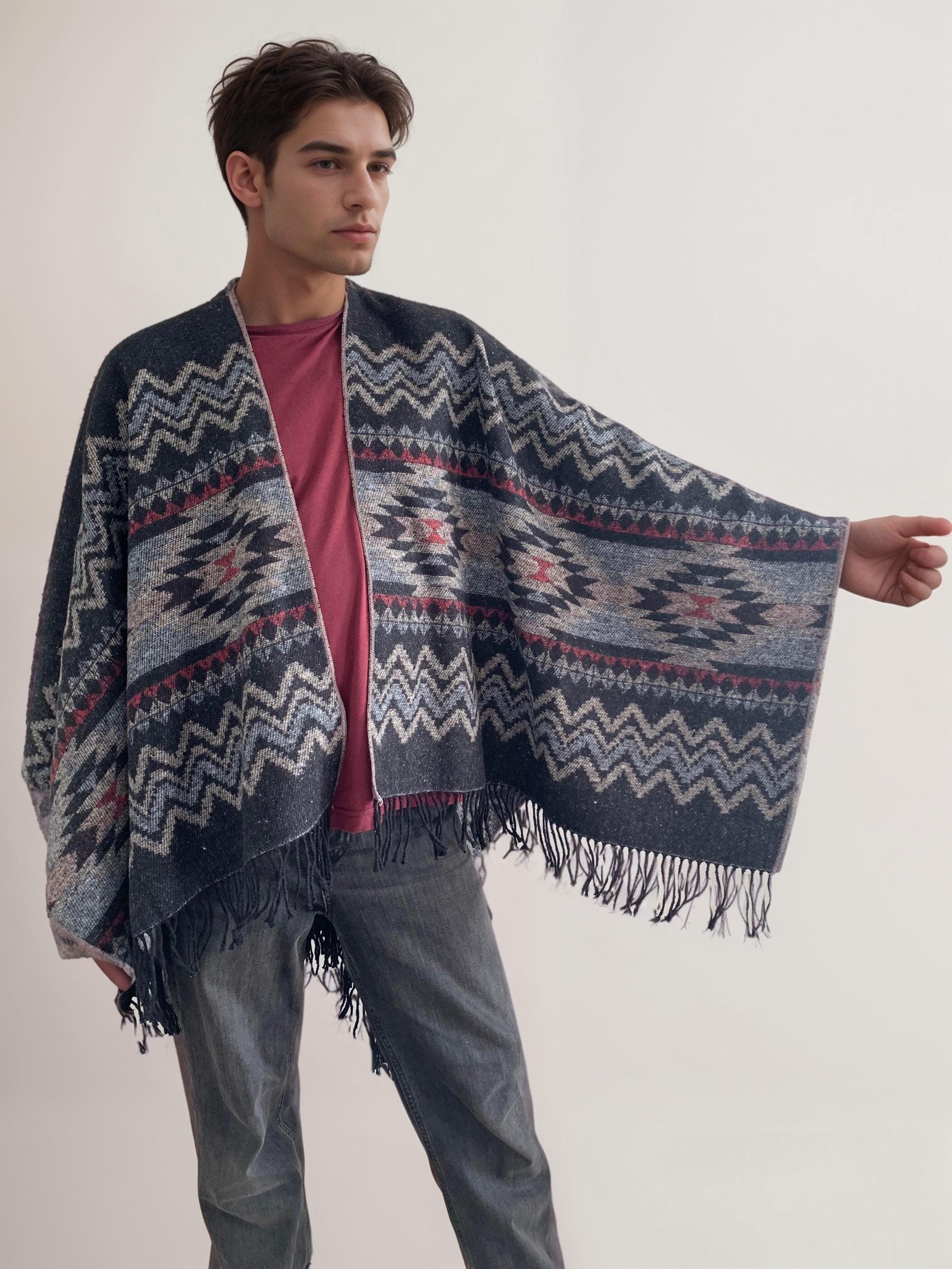 Wool Winter Shawl for Men, Men's Winter Clothing,mens Wool