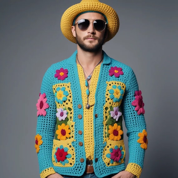 Men's Floral Jacket Coat, Men Bohemian Summer Coat, Men Summer