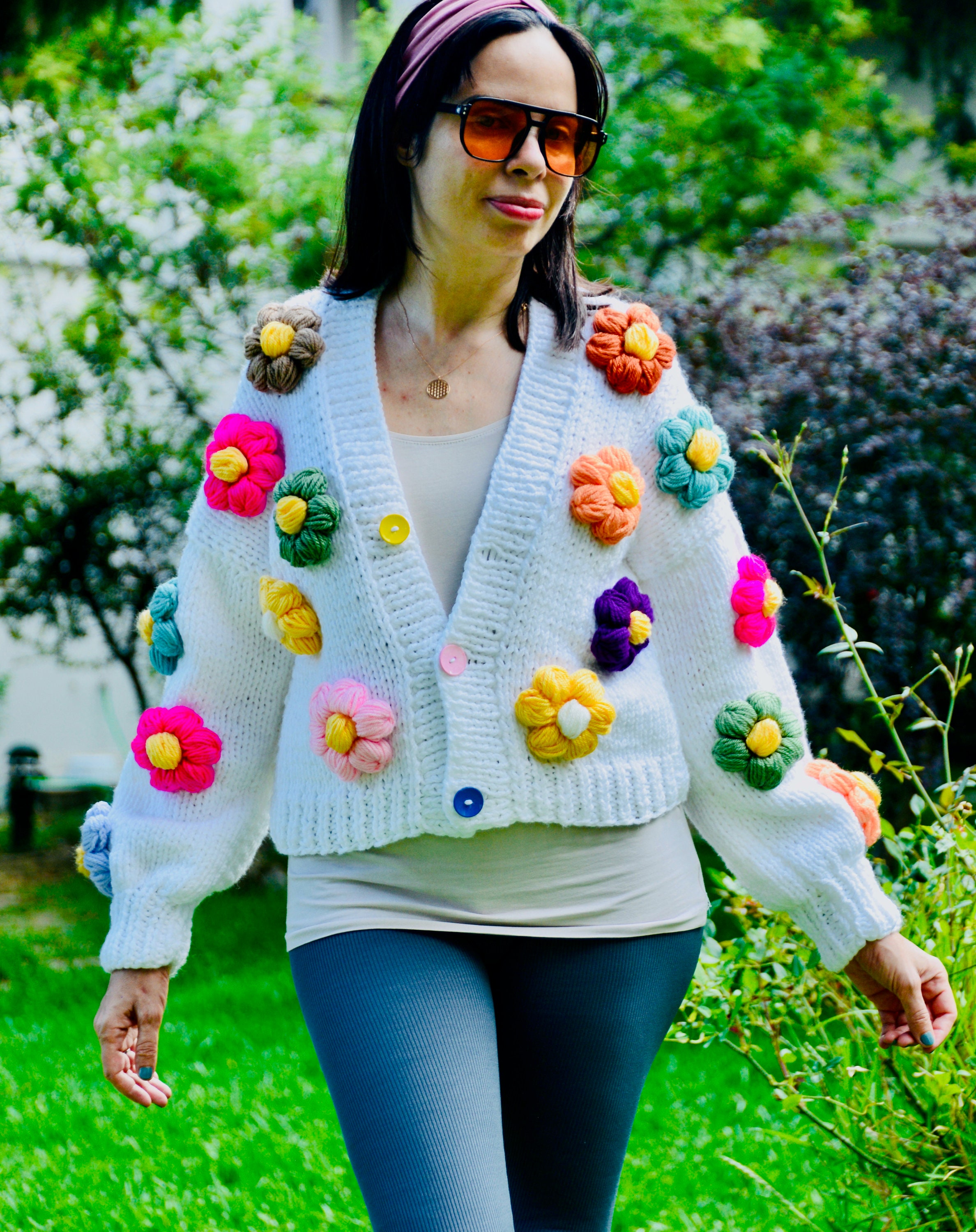 Crochet Floral Cardigan: Chunky Knit Flower Jacket - Etsy