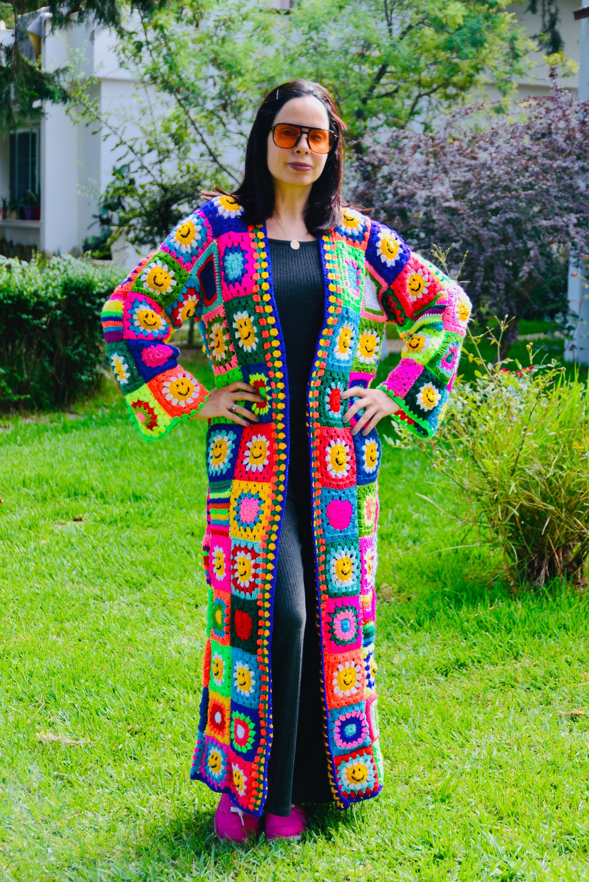 Smiley Face Winter Patchwork Cardigan - Etsy