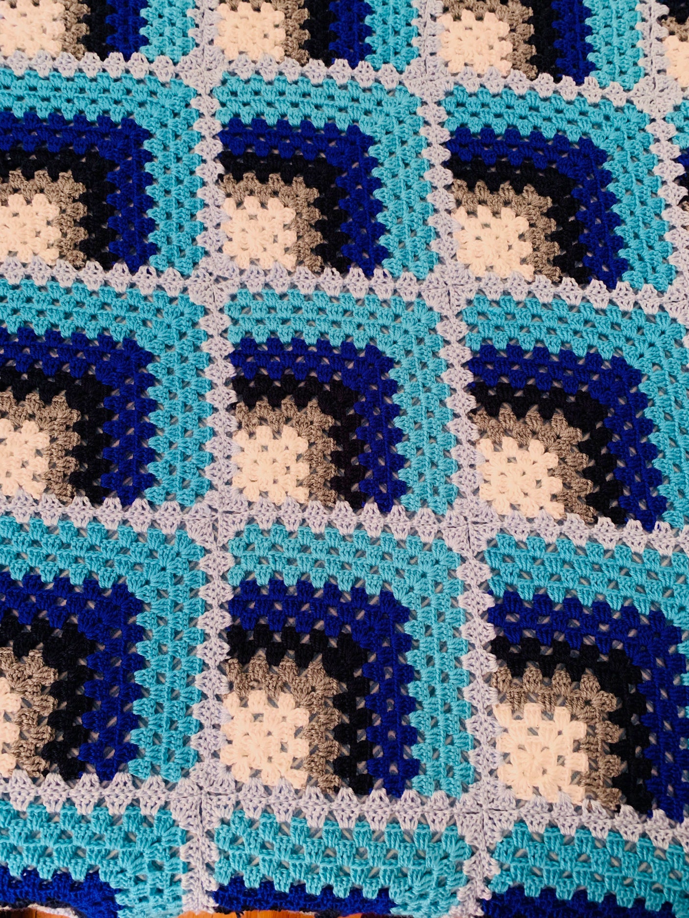 手編み　BOHO blanket ソーダブルー Fennco Styles Blue Zigzag Soft Boho Throw Blanket with