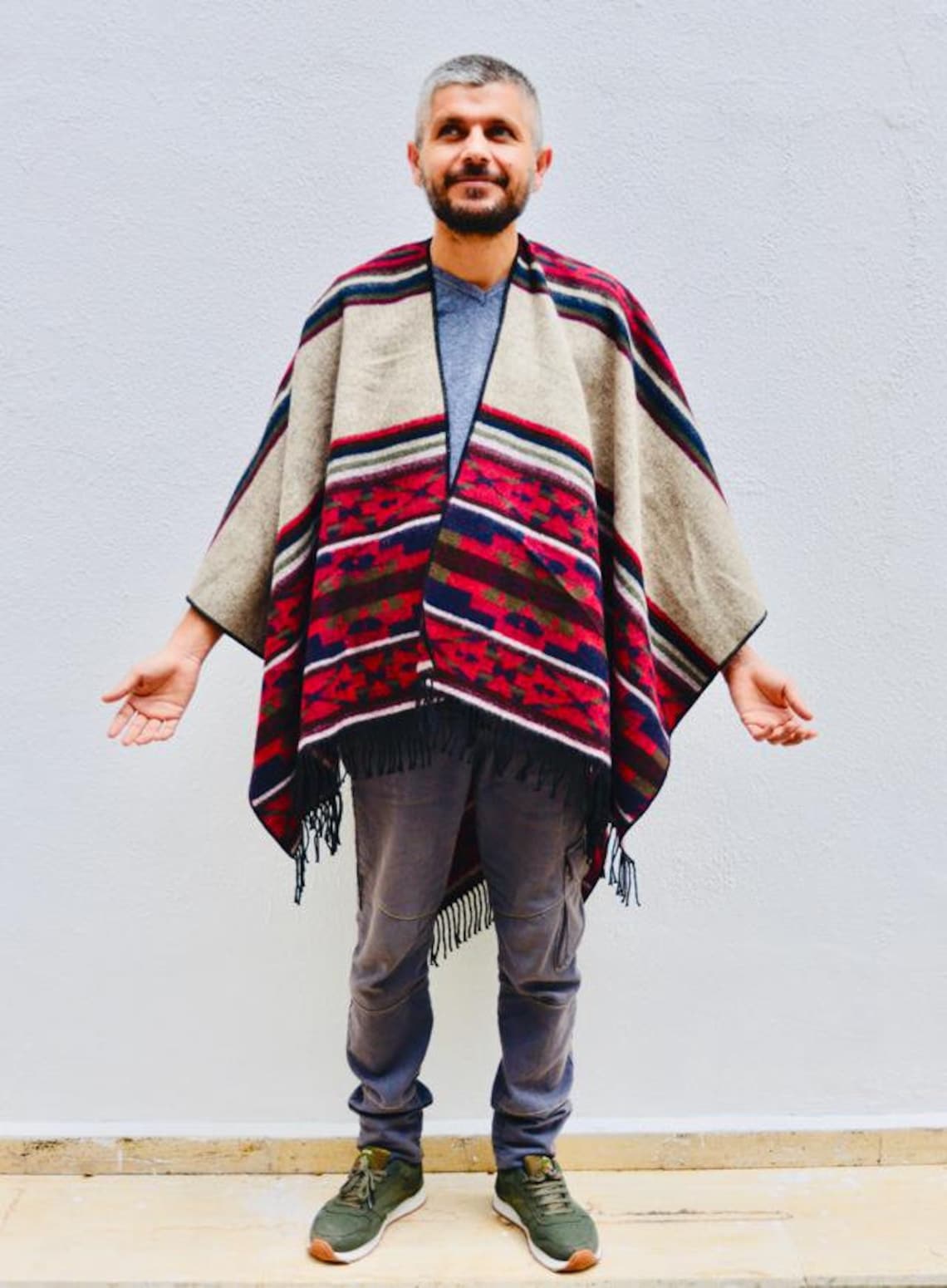 Poncho for man Man poncho Bohemian poncho Men Men Festival | Etsy