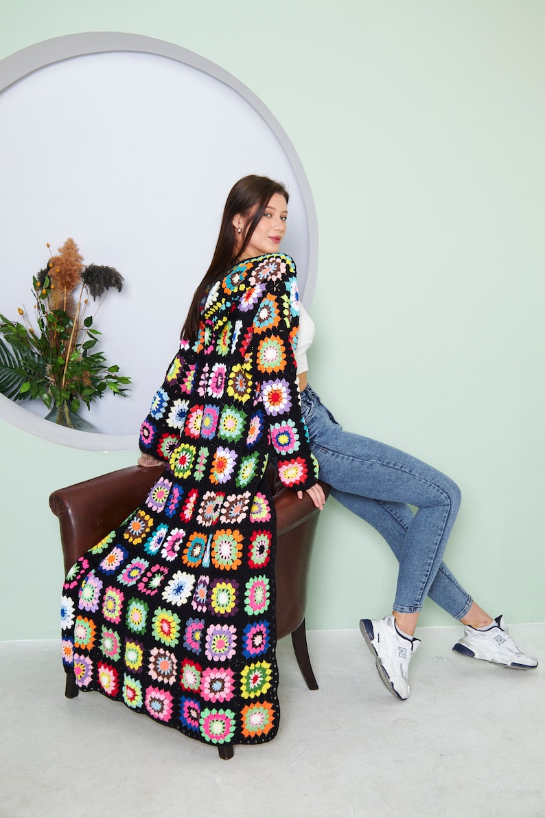 Long Crochet Jacket Long Women Cardigan Long Boho Cardigan Etsy