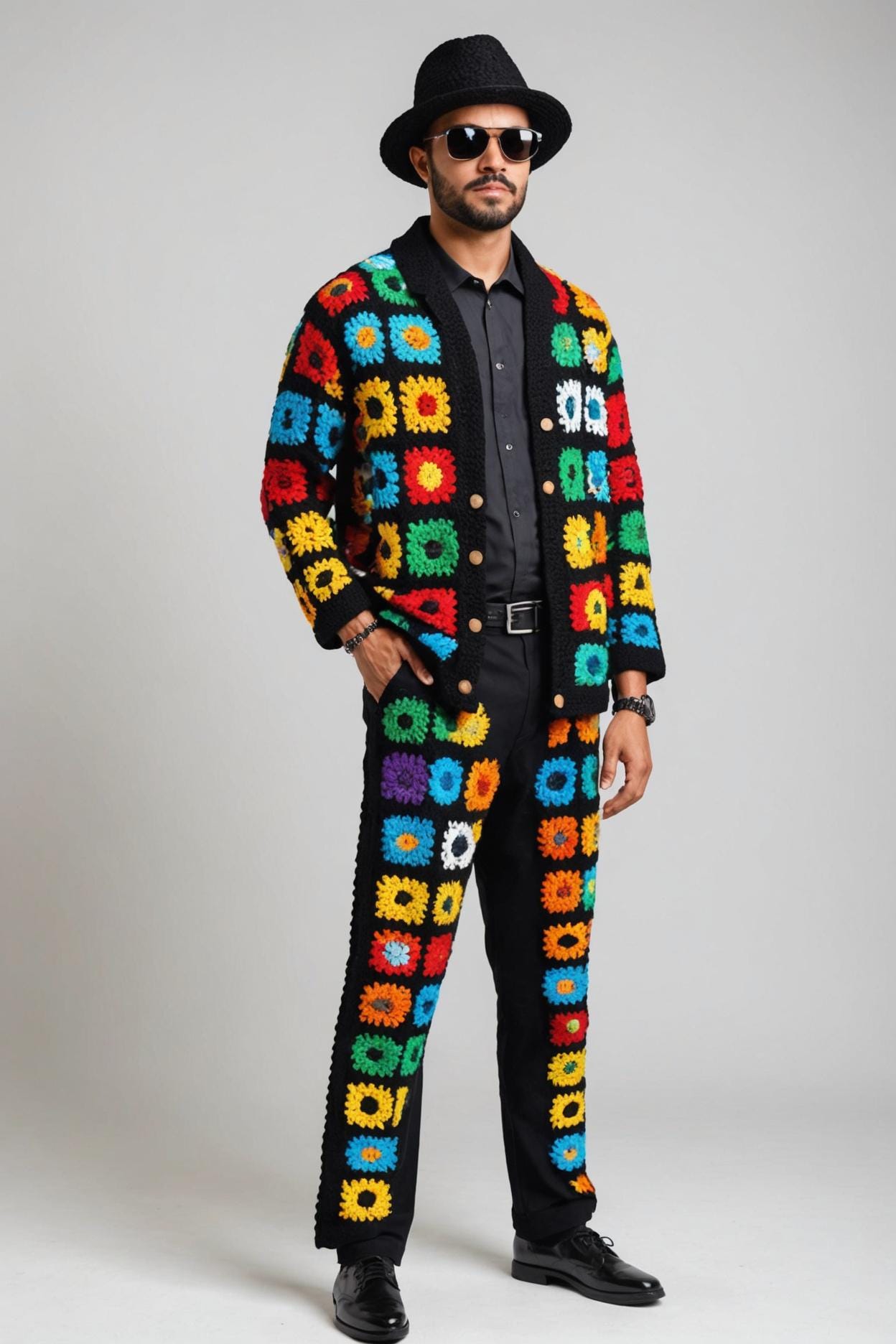 Men Rave Outfit, Men Festival Outfit, Knit Pants and Jacket for men