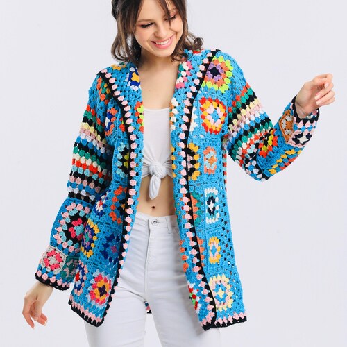 Hippie Boho Clothing, Gypsy Clothing, Cotton Clothing,  Kimono Cardigan, Kimono Jacket, Blue Jacket main image 9