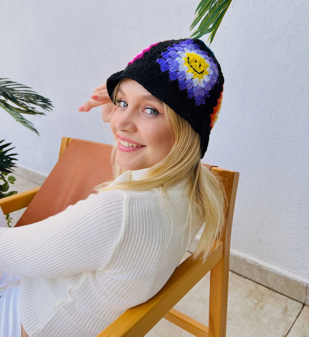 関税/送料込★Rest&Recreation★KNIT BUCKET HAT Knit Bucket Hat, Festival Hat, Retro Hat, Smiley Hat