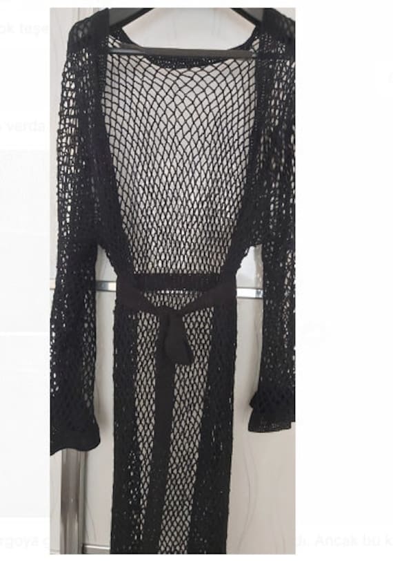 Red Beach Robe, Beach Mesh Dress, Red Sheer Dress, Crochet