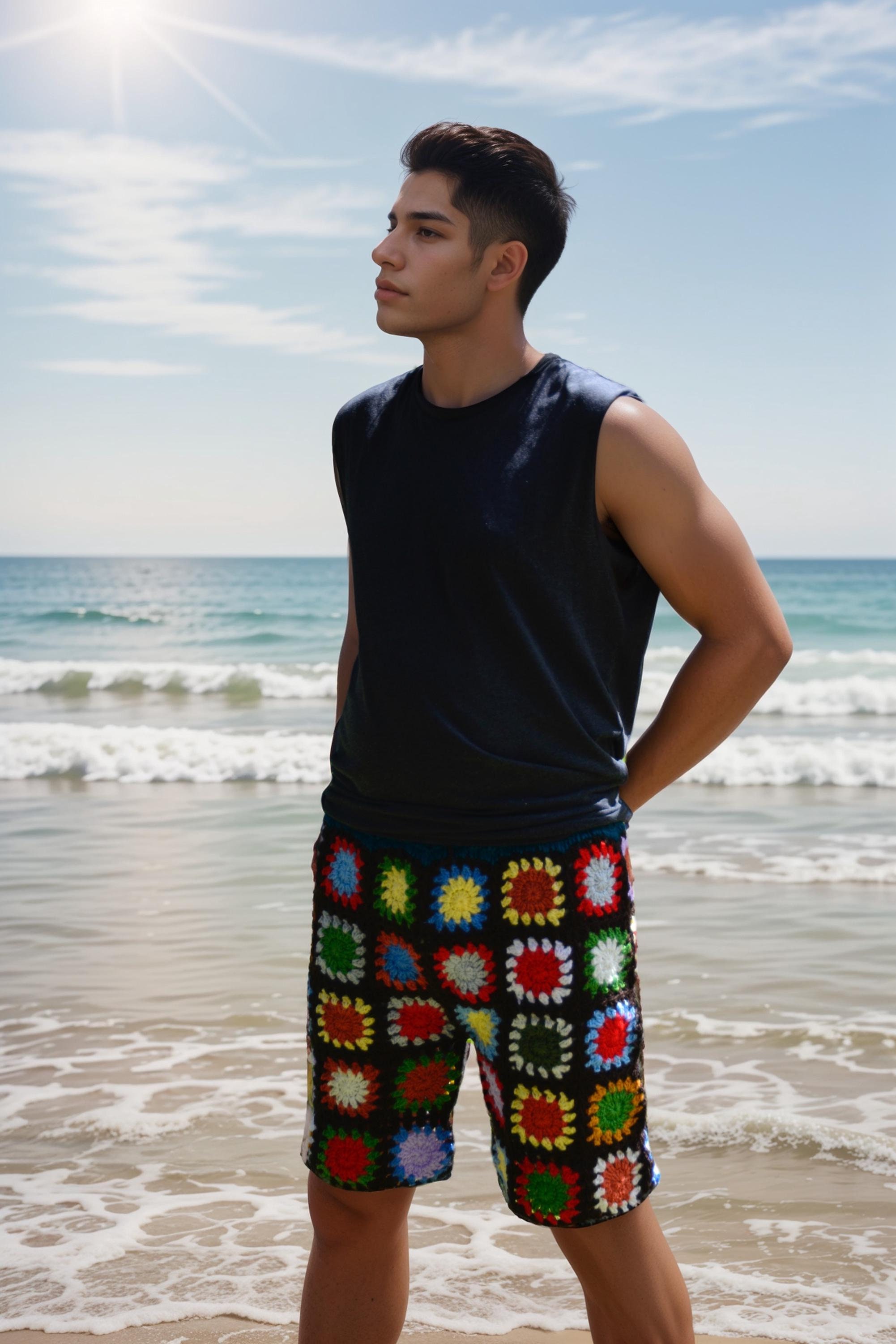 Crochet Shorts for Men, Festival Clothing Men, Fall Crochet