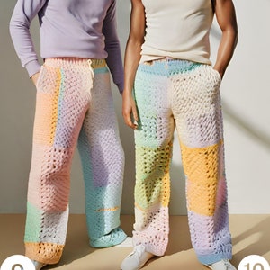Boho Men's Trousers, Crochet Mens Trousers, Knit Trousers For Men, Knit Festival Pants, Granny Square Trousers Men