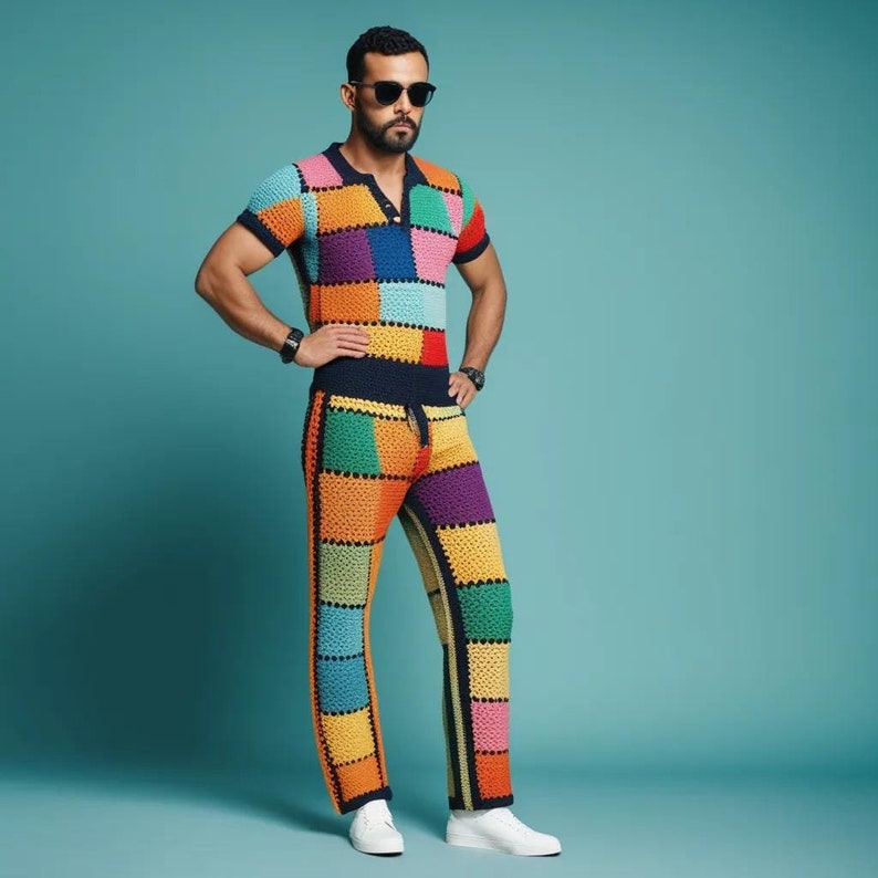 Pride Outfit Set  Men, Men Rainbow Set, Pride Crochet Set, Male Pride Outfit, Festival Men Outfit Set, Rave Male Outfit, Pride Set for Him