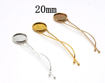 Details about   30*60mm Hair Clip alloy Round Bezel Setting Bobby Pin with 20mm Cameo Base 10pcs