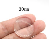 10PCS, Round Glass Cabochon Tiles, Cabochon Cover, Photo Glass, Domed with Flat Back, Round-30mm