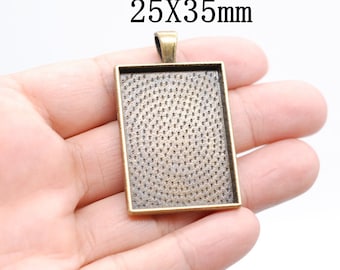 1 A rectangle Pendant Trays,Fit 24x47mm Cabochon Base Setting Blank Bezel Frame