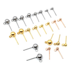 20PCS Stainless Steel Silver/Gold/Rose Tone Gold Stud Earrings Component CES21