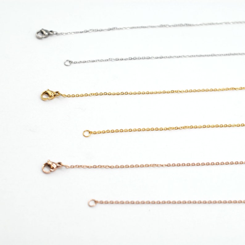 1618202224 Rolo Necklace Chain Wide 1.5mm-Silver Tone 9PCS Stainless Steel Silver Tone Flat Cable Necklace with Lobster Clasp